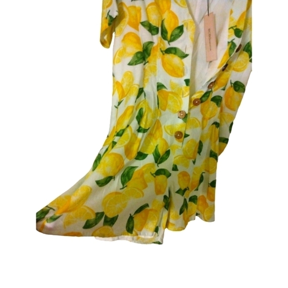 BCBgeneration Lemon Yellow & White Button Down Romper Preppy Resort Wear Sz. S - Picture 8 of 16